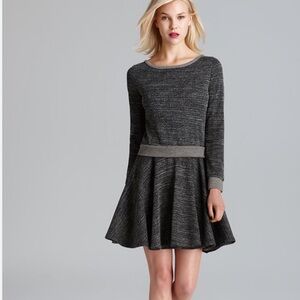 Alice+Olivia- boat neck, grey- sweater dress, size small. Fit and flare